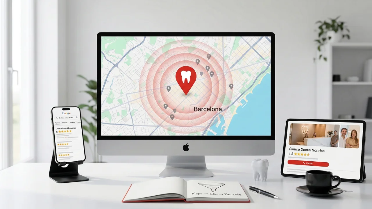 Pack Local de Google Maps mostrando tres clínicas dentales