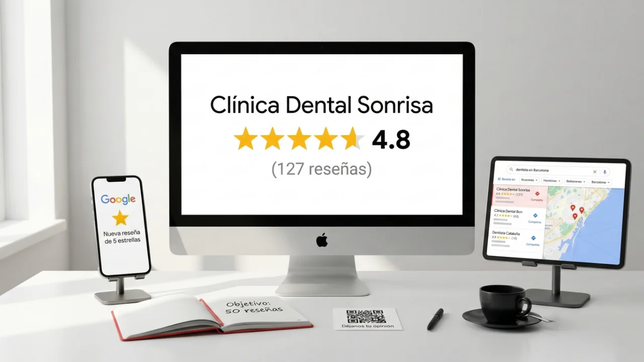 Infografía: cuántas reseñas necesita una clínica dental en Google